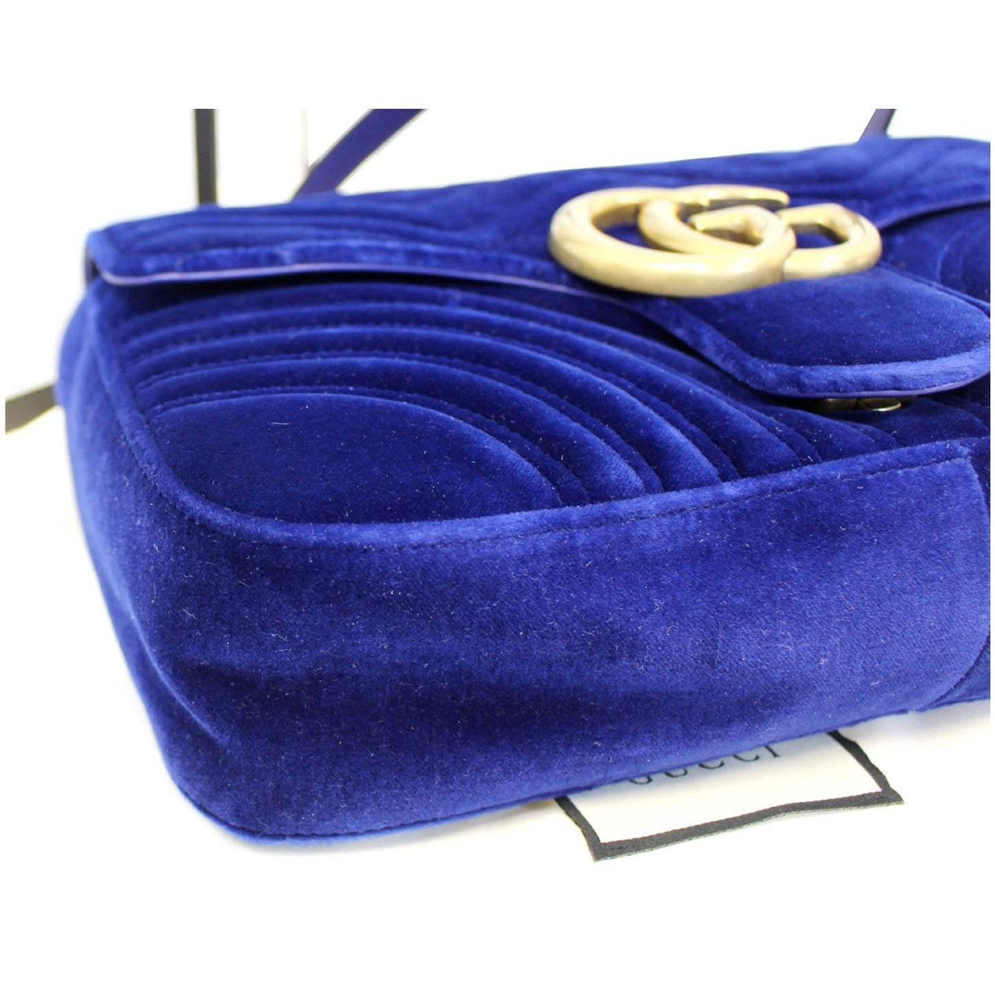 GUCCI GG Marmont Velvet Medium Shoulder Bag Blue 443496