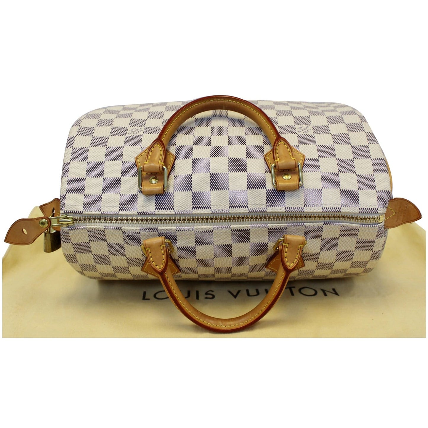 LOUIS VUITTON Speedy 30 Damier Azur Satchel Handbag White