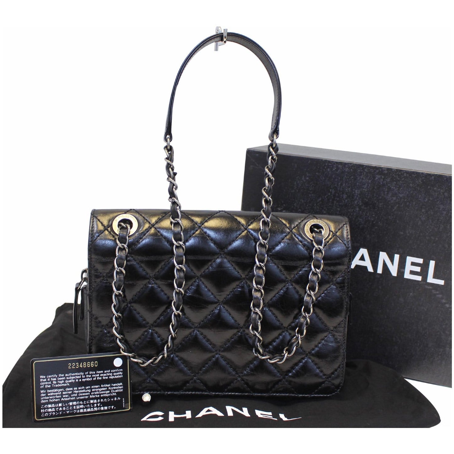 CHANEL CC Quilted Leather Flap Crossbody Bag Black