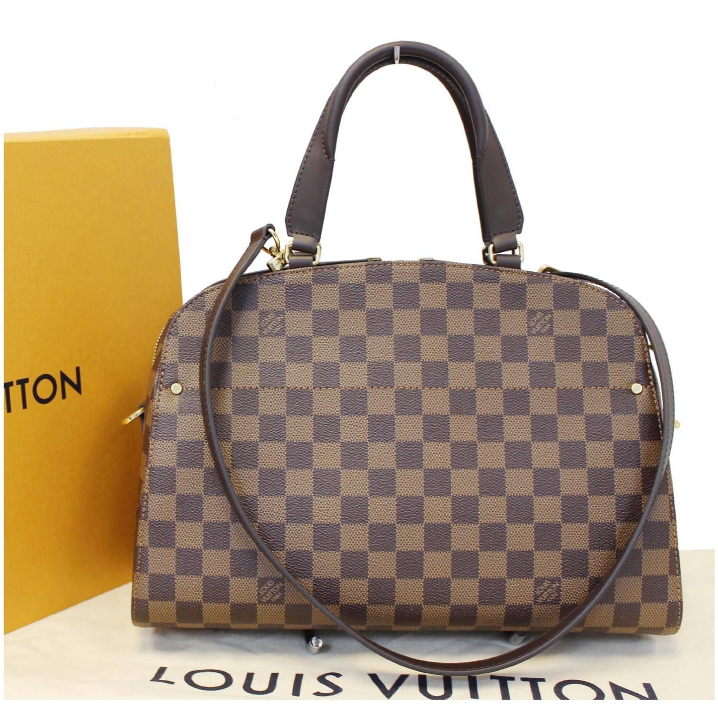 LOUIS VUITTON Kensington Bowling Damier Ebene Shoulder Handbag Brown