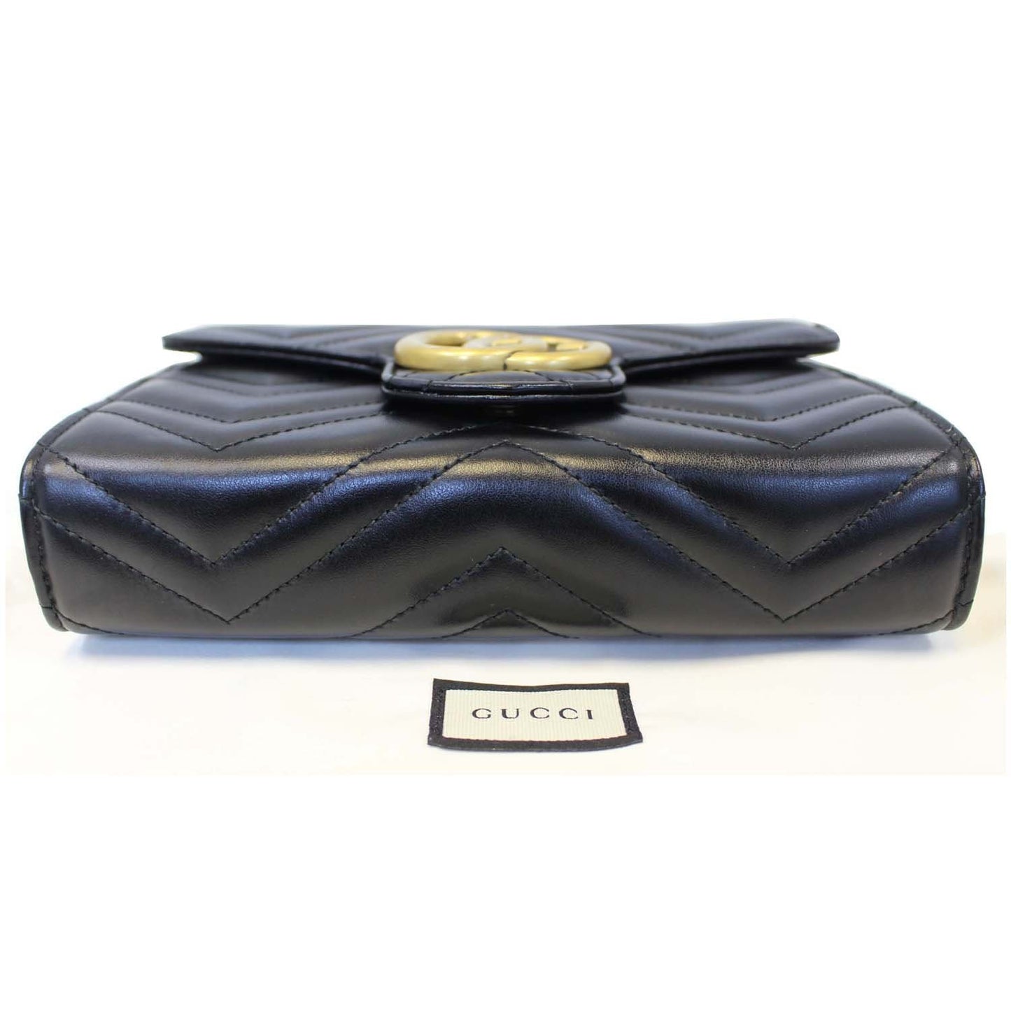 GUCCI GG Marmont Matelasse Black Leather Mini Crossbody Bag