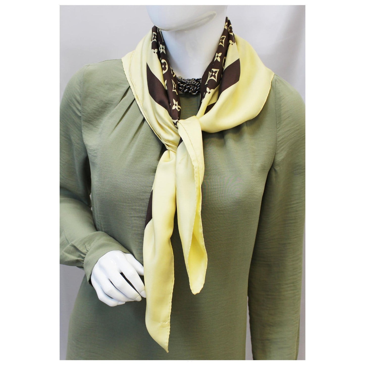 LOUIS VUITTON Silk Monogram Scarf Brown