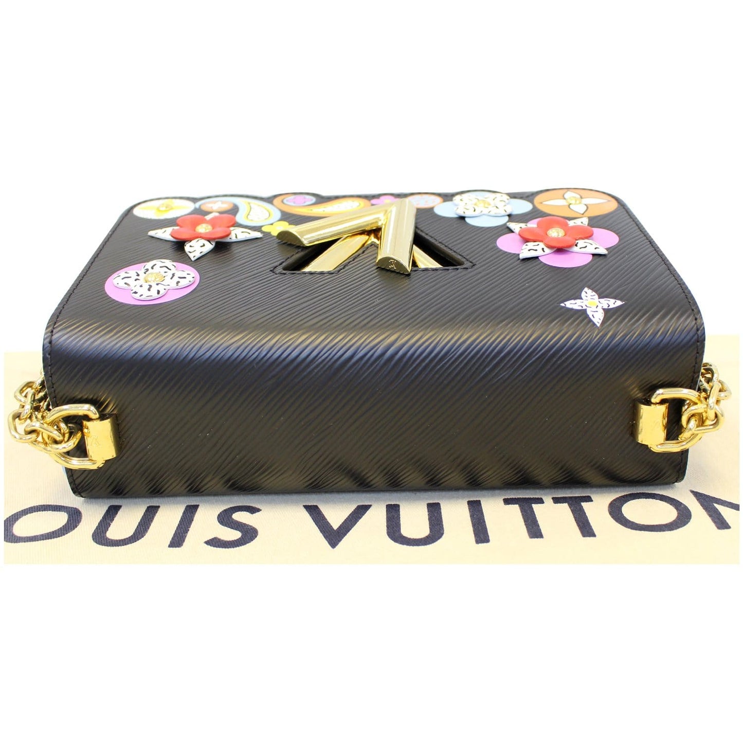 LOUIS VUITTON Flower Twist MM Epi Leather Shoulder Bag Black