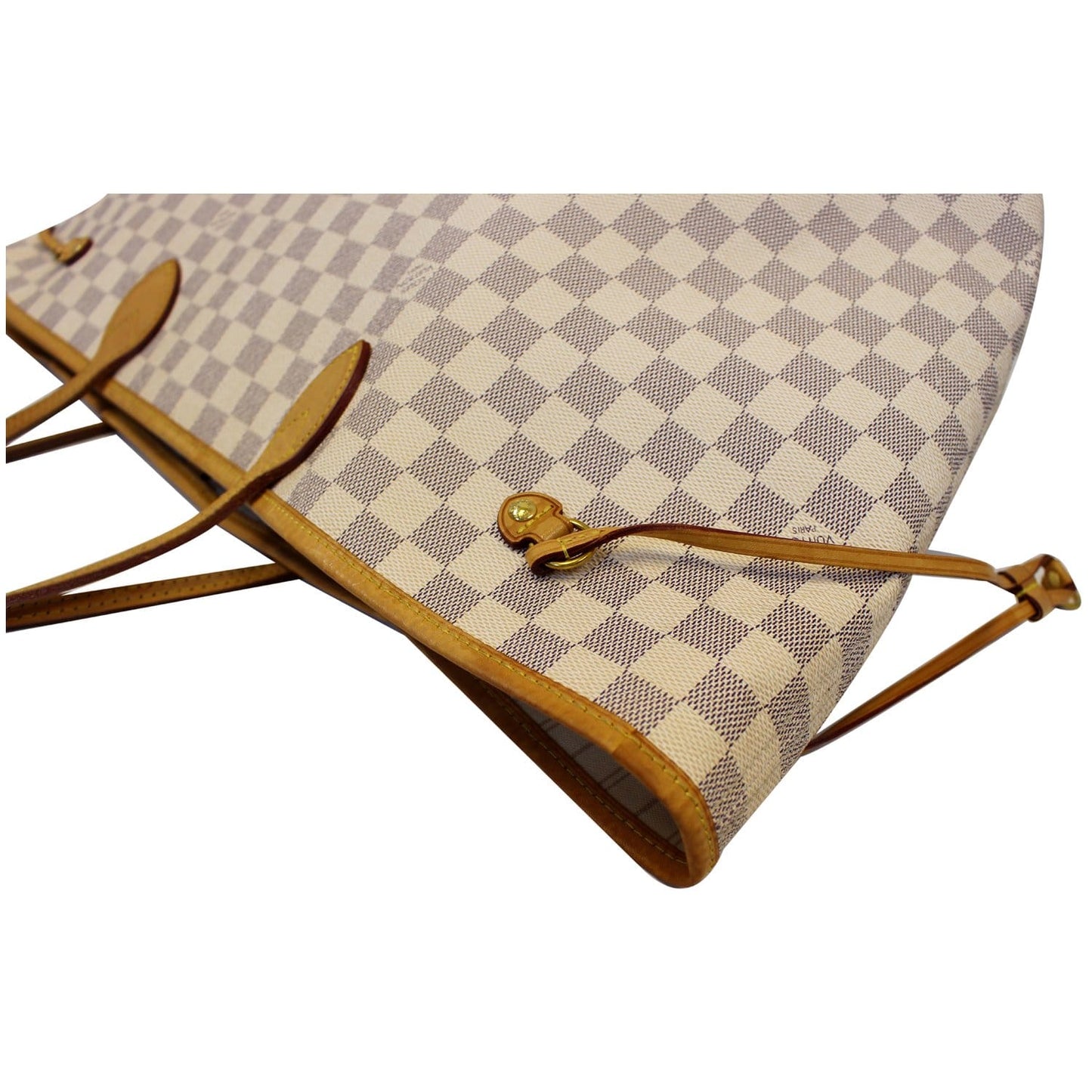 LOUIS VUITTON Neverfull GM Damier Azur Tote Shoulder Bag White