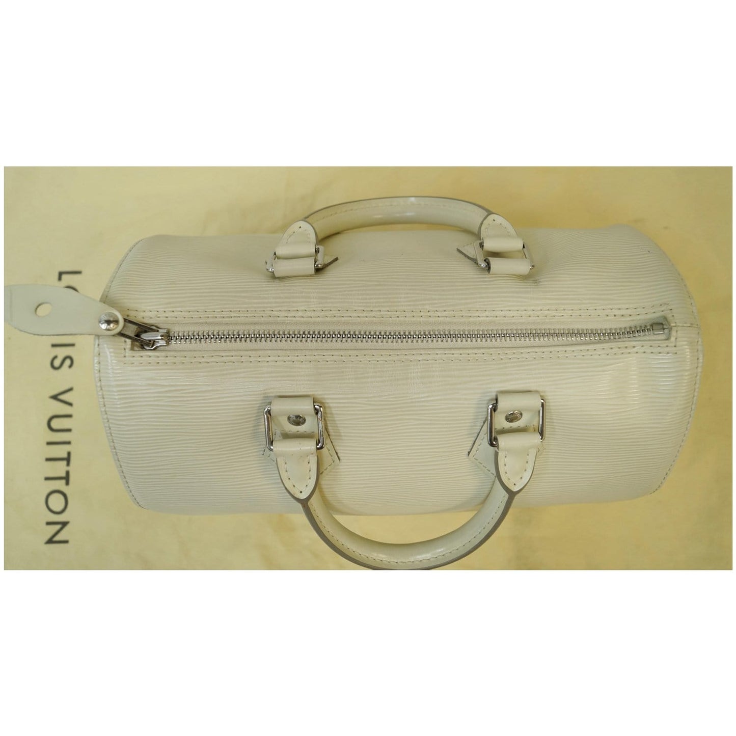 LOUIS VUITTON Speedy 30 Epi Leather Satchel Bag Ivory