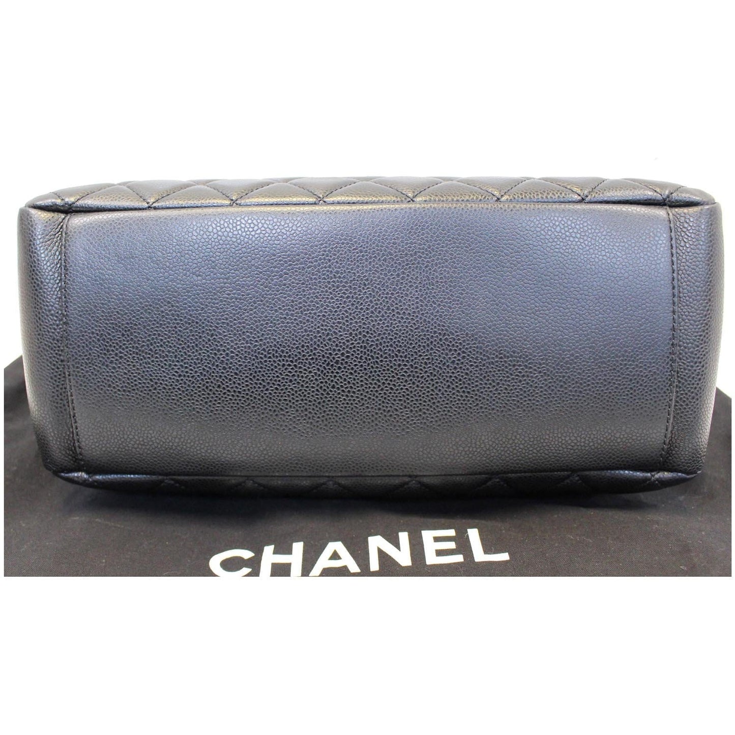 CHANEL Black Caviar Leather Grand Shopping Tote Bag