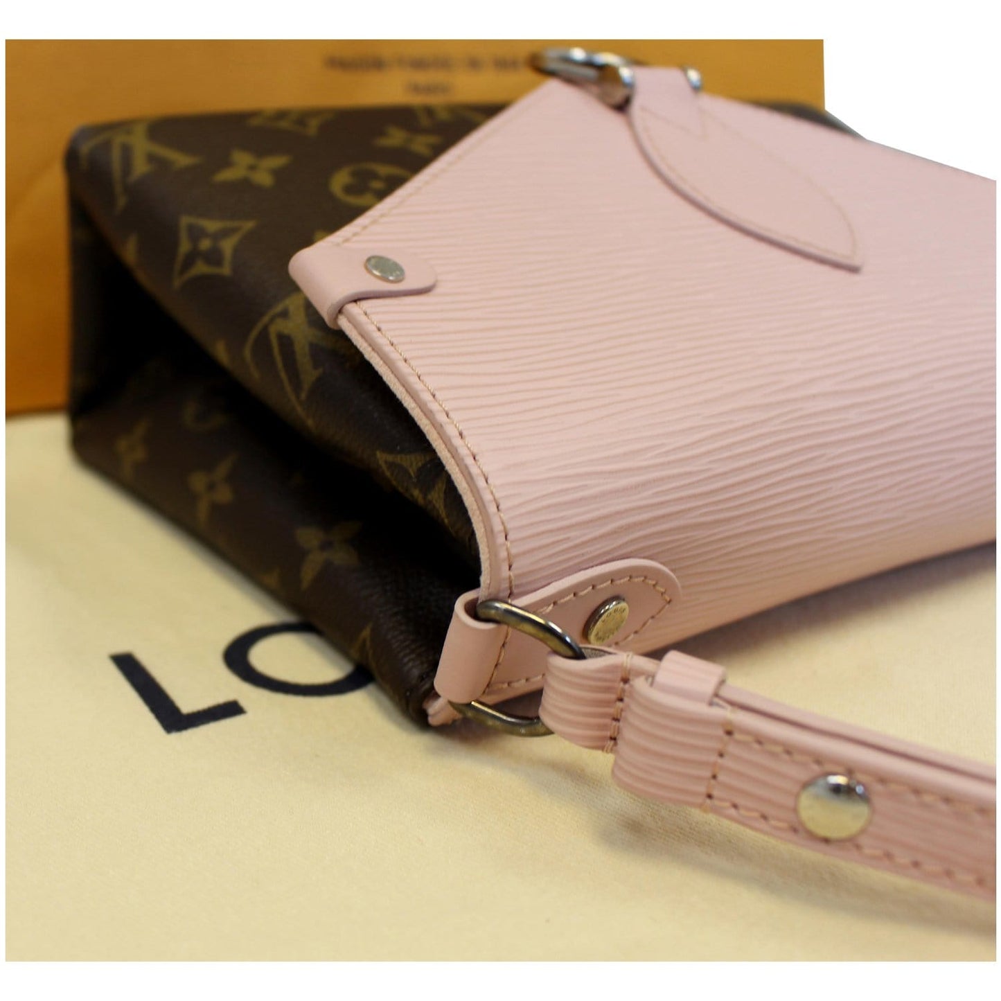 LOUIS VUITTON Saint Michel Monogram Epi Shoulder Bag Rose Ballerine