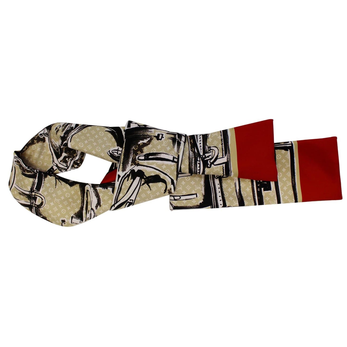 LOUIS VUITTON Silk Monogram Trunks Bandeau Brown/Red