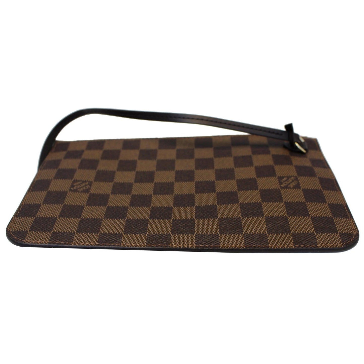 LOUIS VUITTON Pochette Wristlet Pouch Damier Ebene Neverfull MM Rose Ballerine