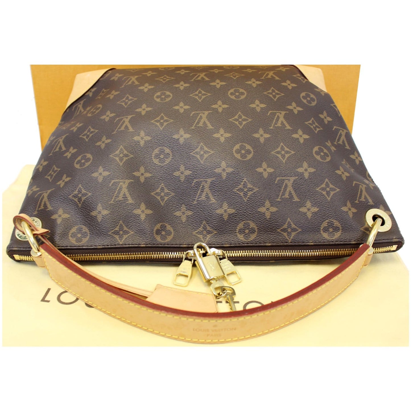 LOUIS VUITTON Berri PM Monogram Canvas Shoulder Bag Brown