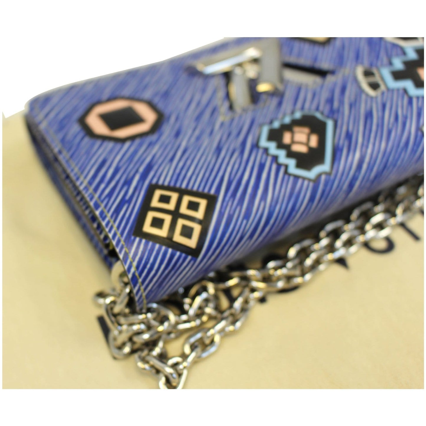 LOUIS VUITTON Twist Chain Denim Wallet Epi Azteque Stickers Crossbody Bag - Last Call