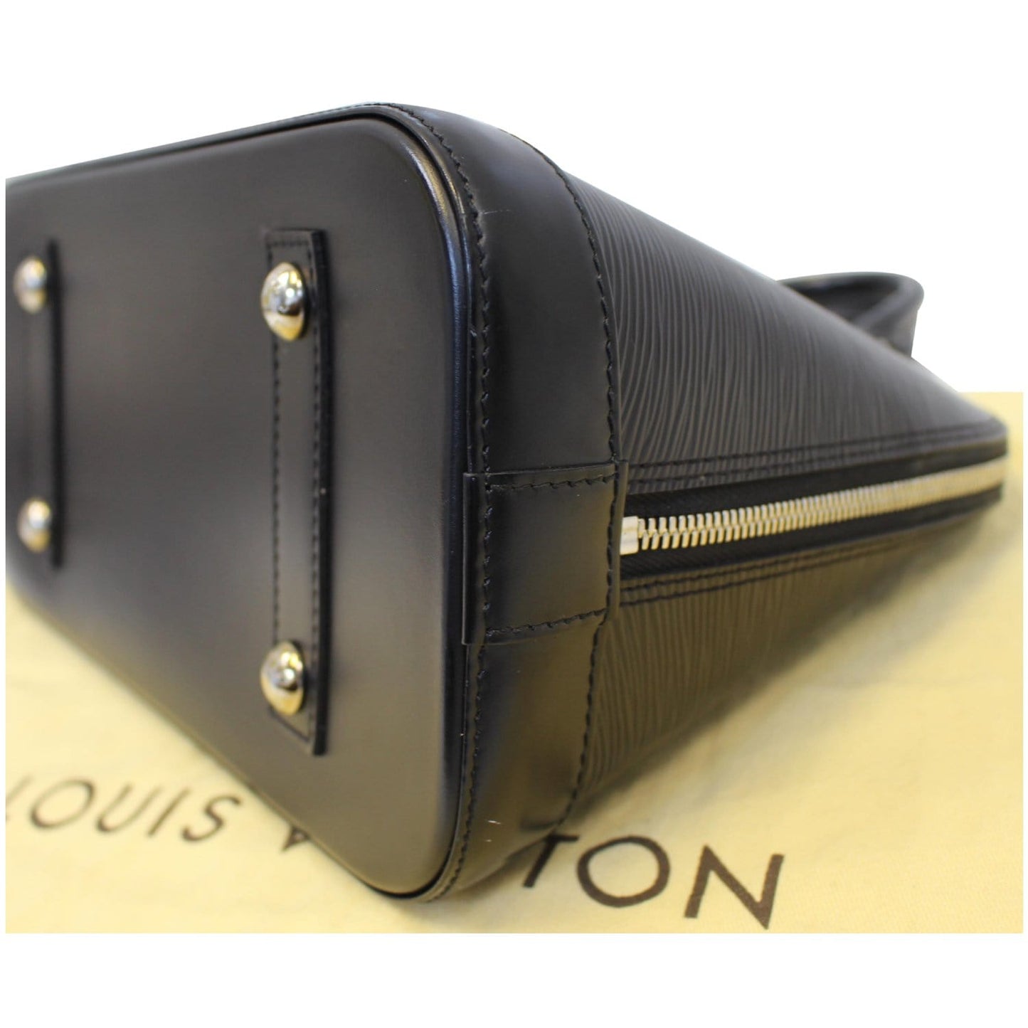 Louis Vuitton Alma Epi Leather Satchel Bag Black