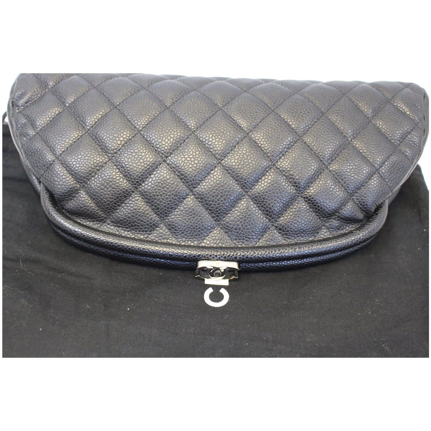 CHANEL Timeless Caviar Quilted Leather Clutch Black