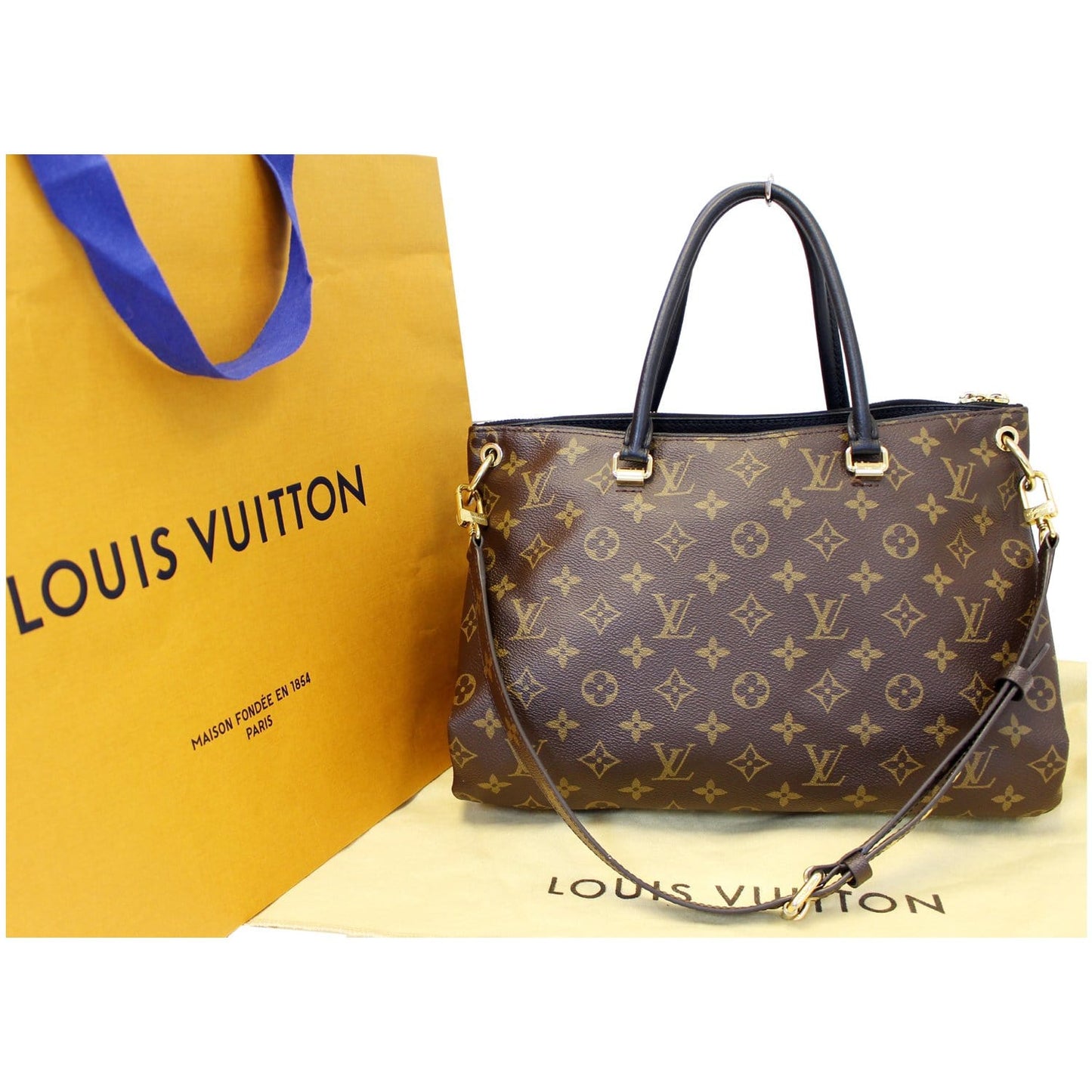 LOUIS VUITTON Pallas Monogram Canvas Shoulder Bag Noir
