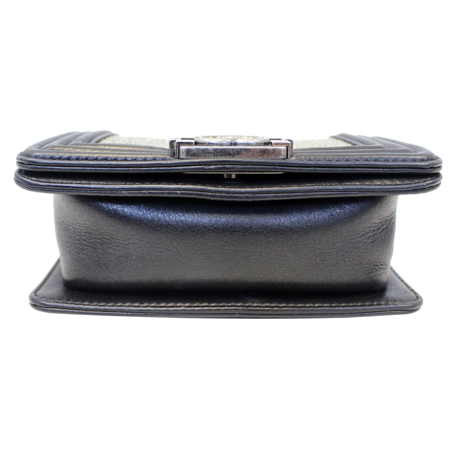 CHANEL Mini Boy Galuchat Stingray Flap Bag Black Silver