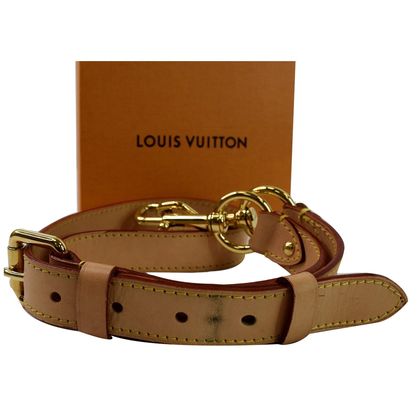 LOUIS VUITTON Leather Shoulder Strap Beige