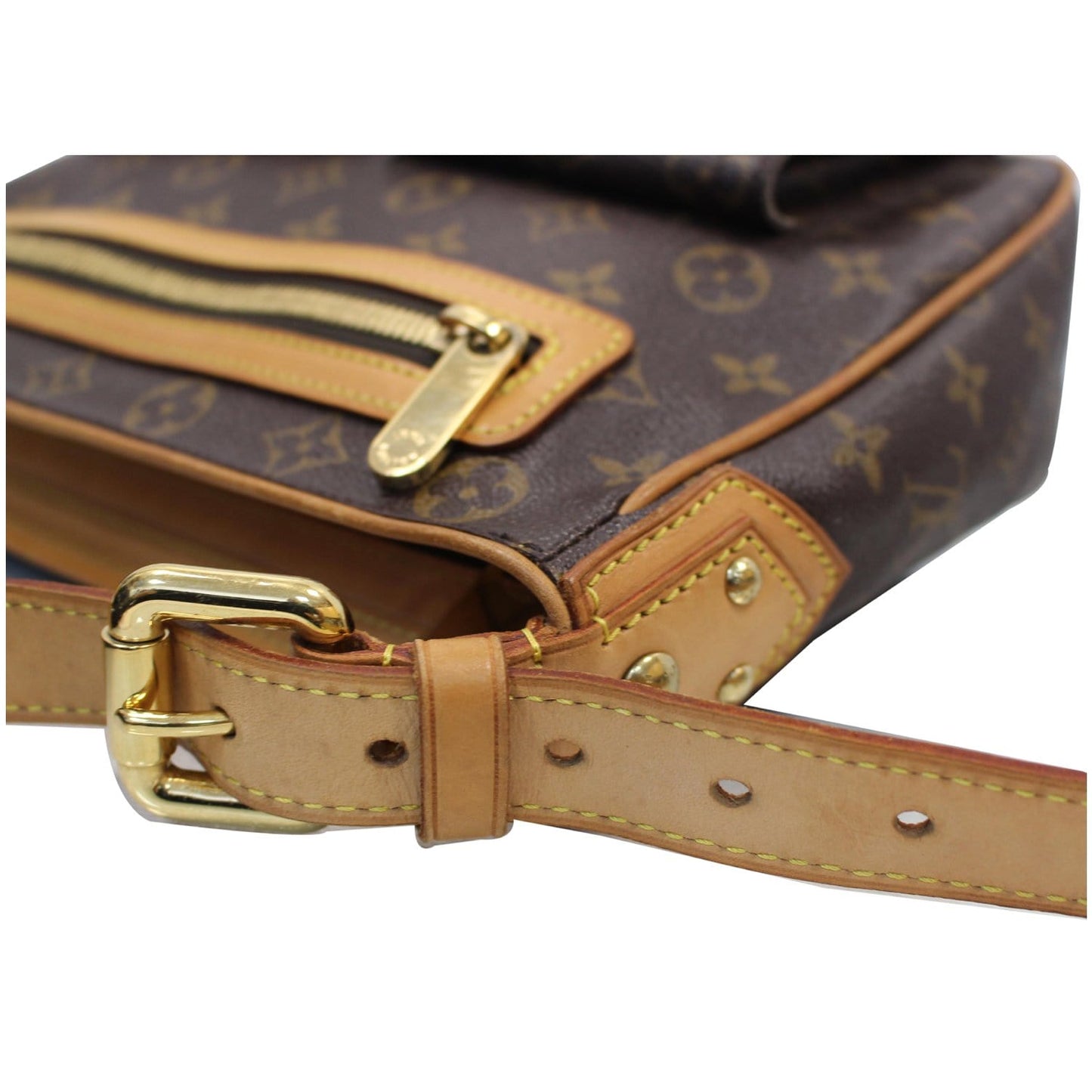 LOUIS VUITTON Hudson GM Monogram Canvas Shoulder Bag Brown
