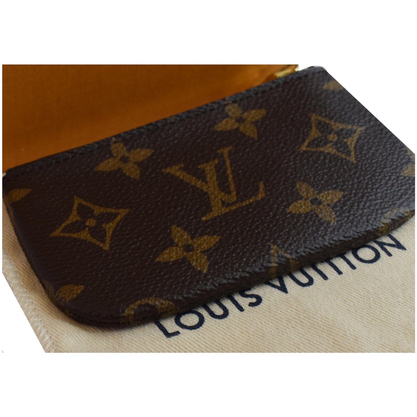 LOUIS VUITTON Monogram Canvas Pochette Key Cles Coin Case Brown