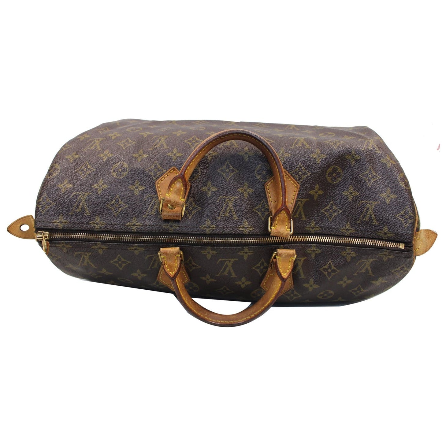 LOUIS VUITTON Speedy 40 Monogram Canvas Satchel Bag Brown