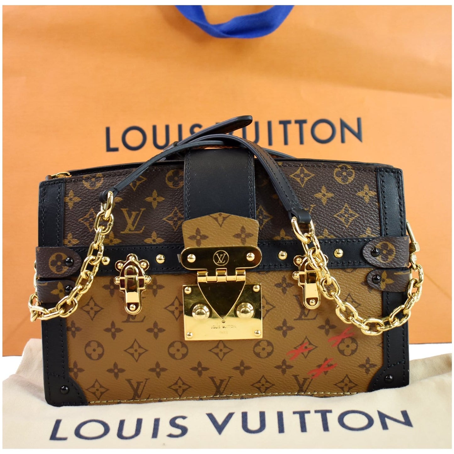 LOUIS VUITTON Petit Soft Malle Reverse Monogram Clutch Shoulder Bag Brown - 15% OFF