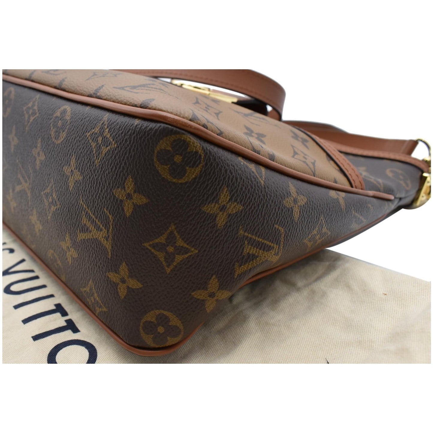 LOUIS VUITTON Dauphine PM Monogram Reverse Canvas Hobo Shoulder Bag Brown