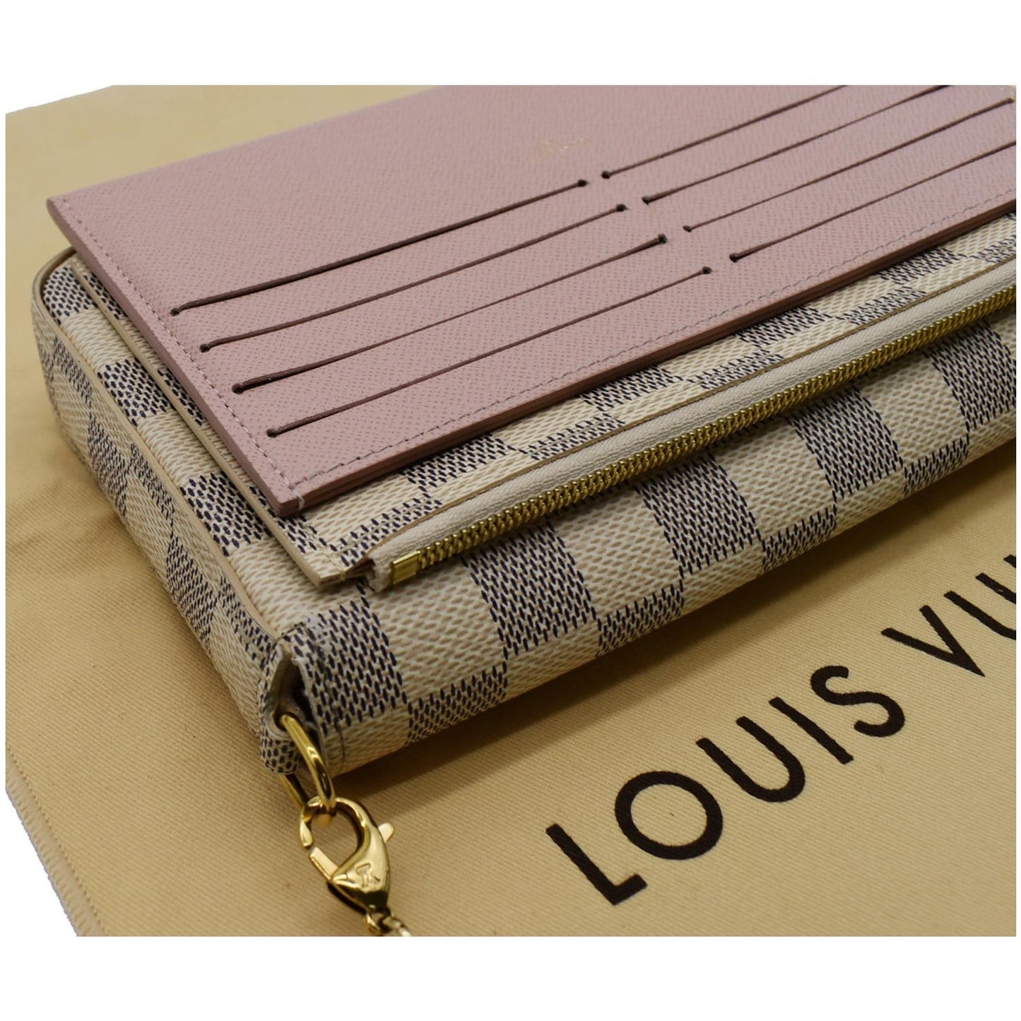 LOUIS VUITTON Felicie Pochette Damier Azur Crossbody Bag White