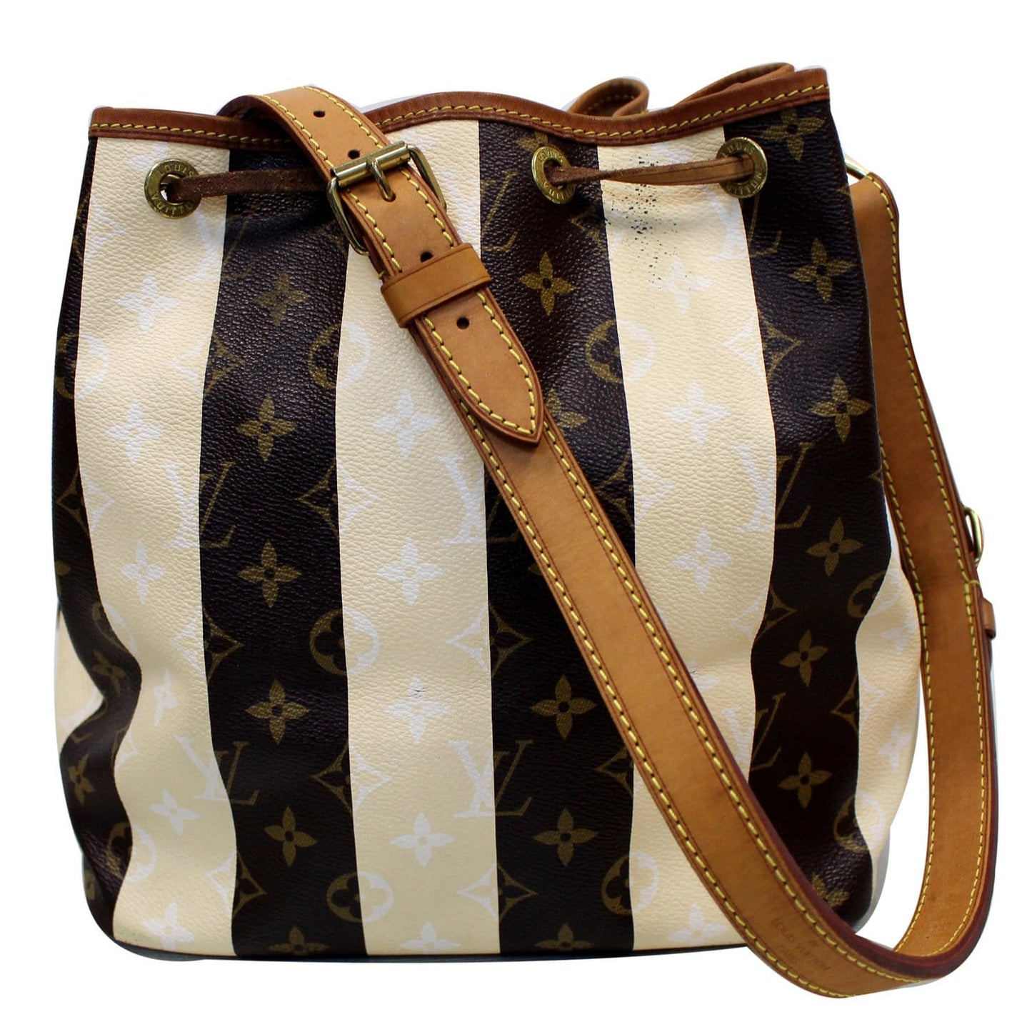 LOUIS VUITTON Petit Noe Monogram Rayures Shoulder Bag Brown
