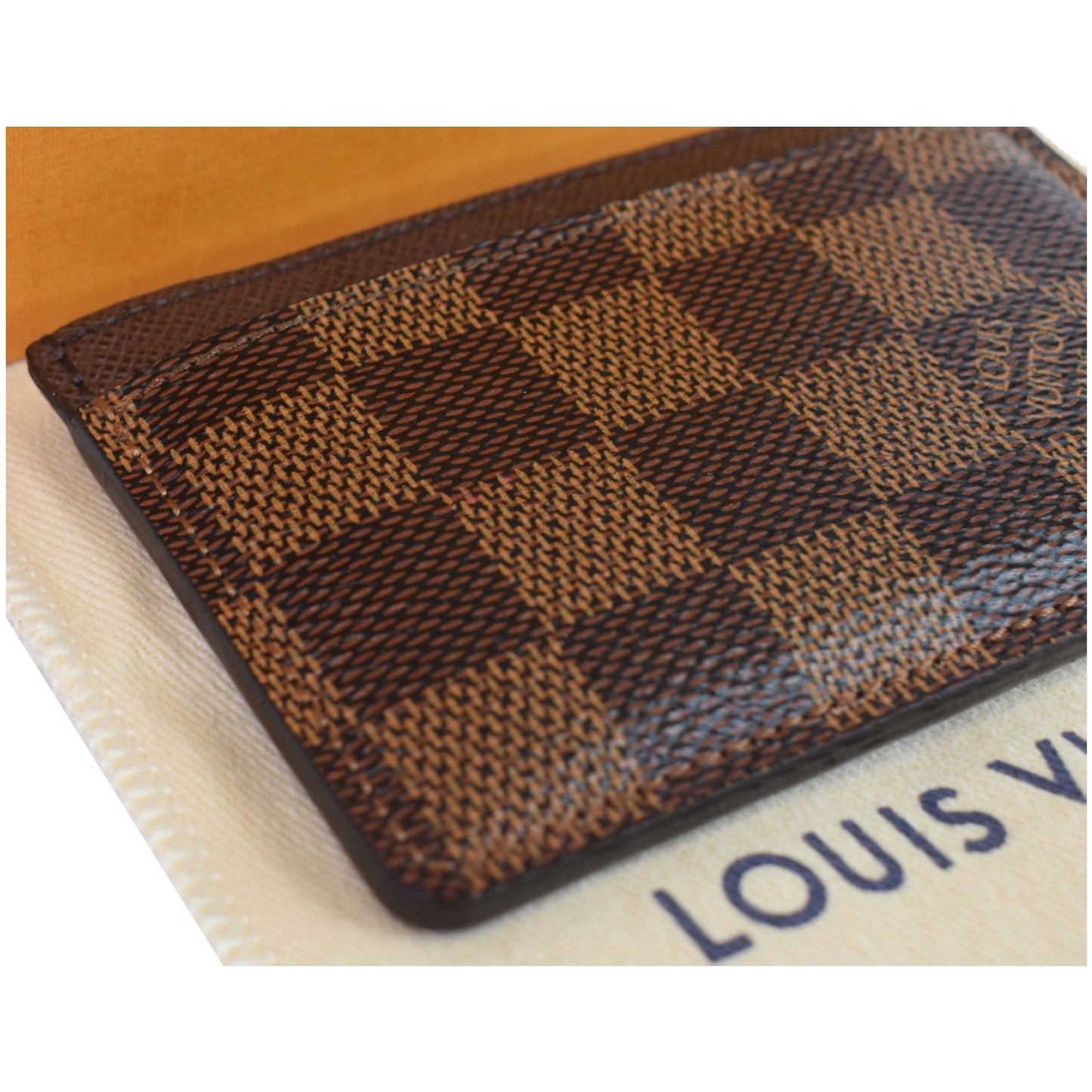 LOUIS VUITTON Damier Ebene Card Holder Brown