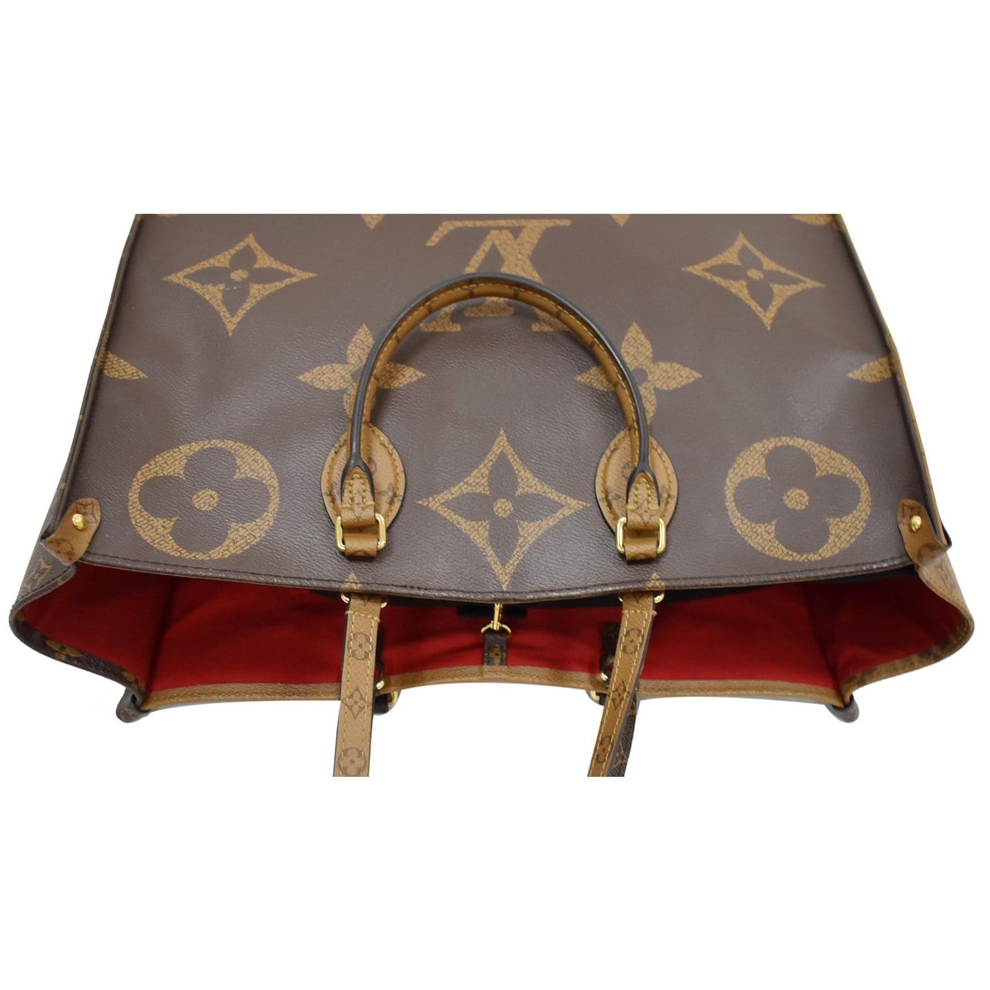 LOUIS VUITTON Onthego GM Reverse Monogram Giant Canvas Tote Shoulder Bag Brown