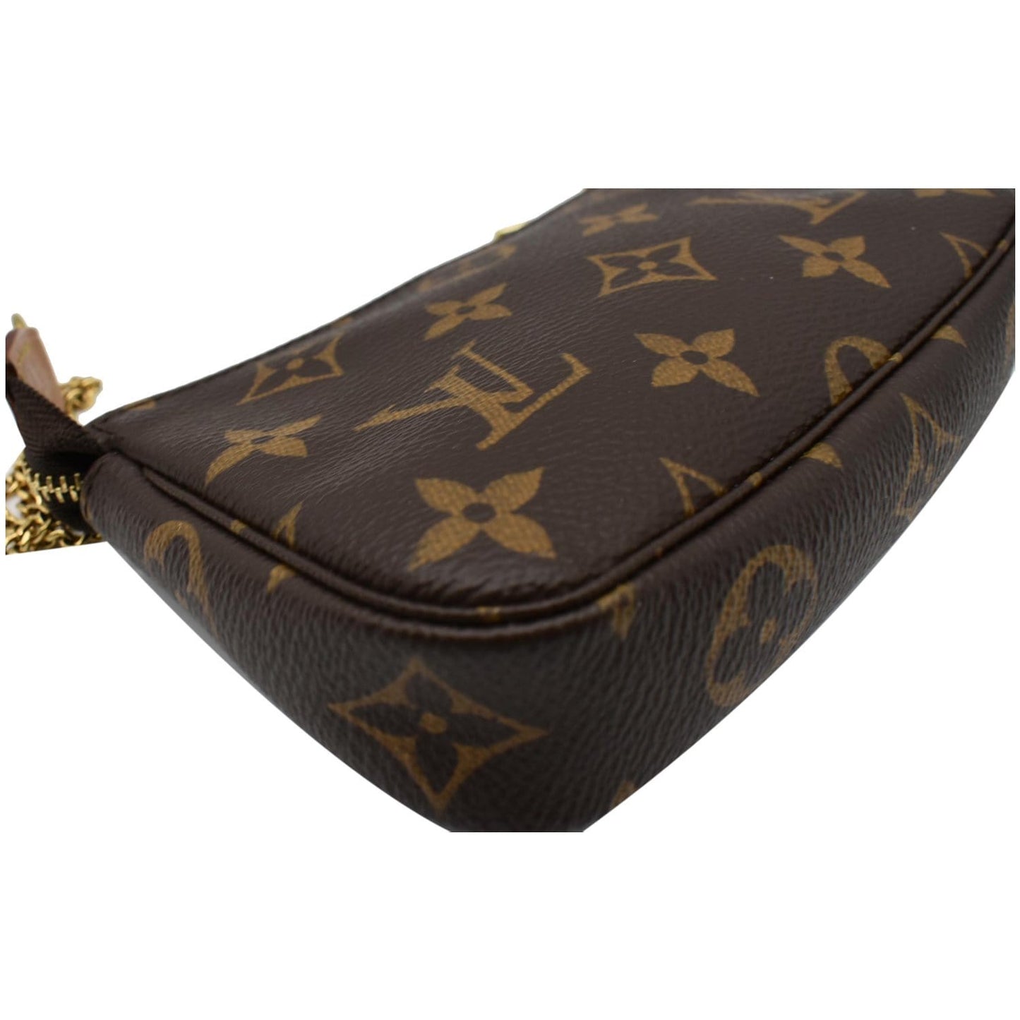 LOUIS VUITTON Mini Pochette Monogram Canvas Accessoires Pouch Brown