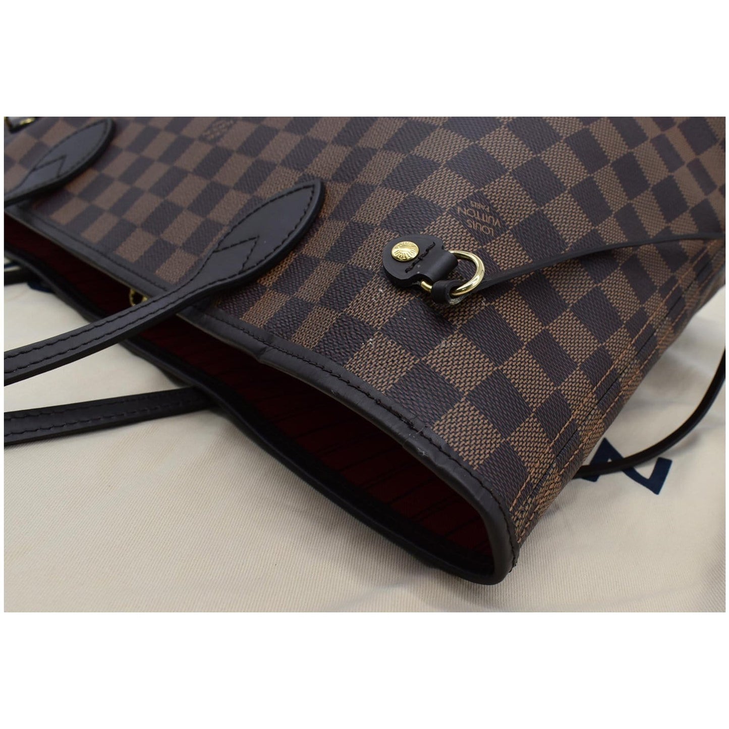 LOUIS VUITTON Neverfull MM Damier Ebene Tote Bag Brown