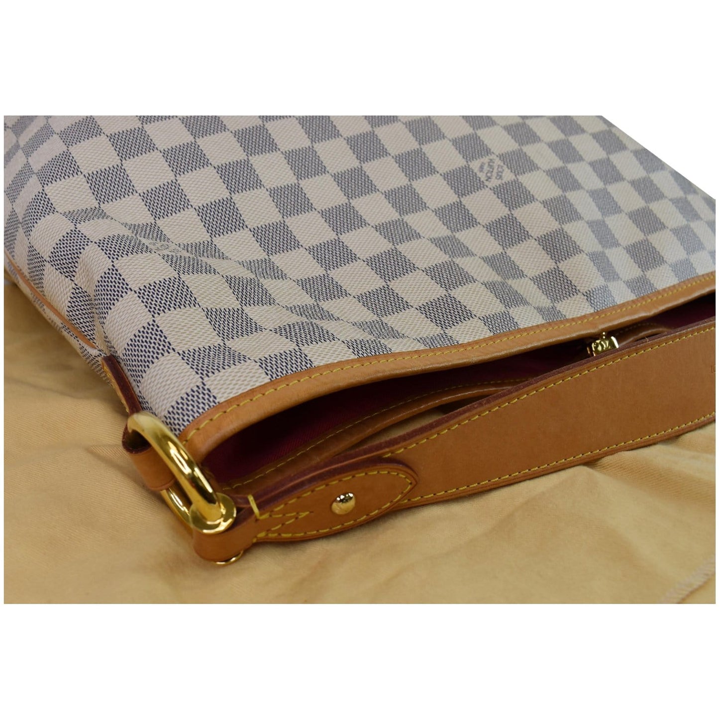 LOUIS VUITTON Delightful MM Damier Azur Hobo Shoulder Bag White