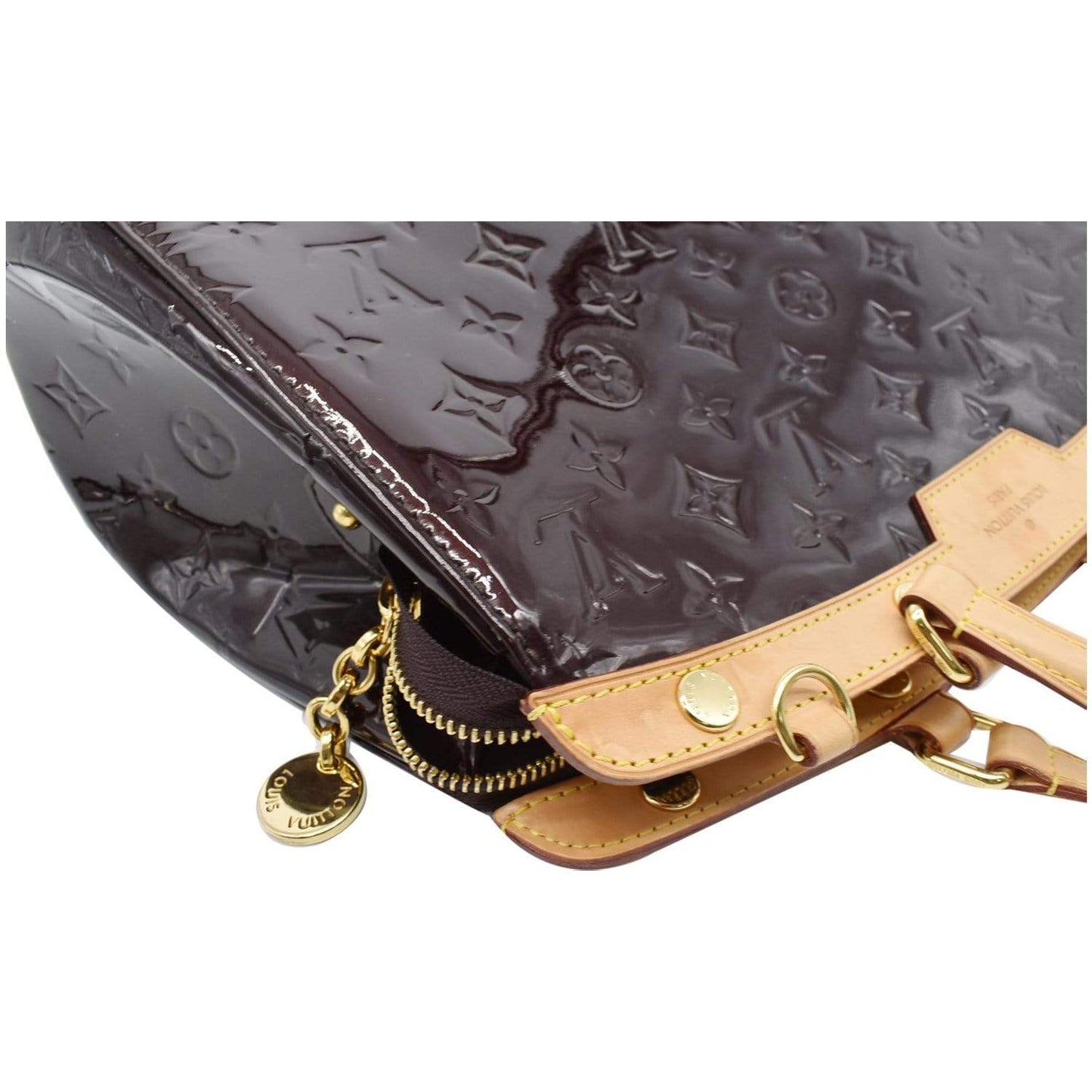 LOUIS VUITTON Brea MM Monogram Vernis Satchel Bag Amarante