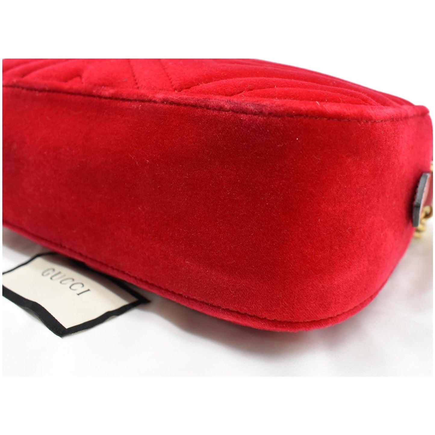 GUCCI GG Marmont Small Velvet Matelasse Crossbody Bag Red 447632