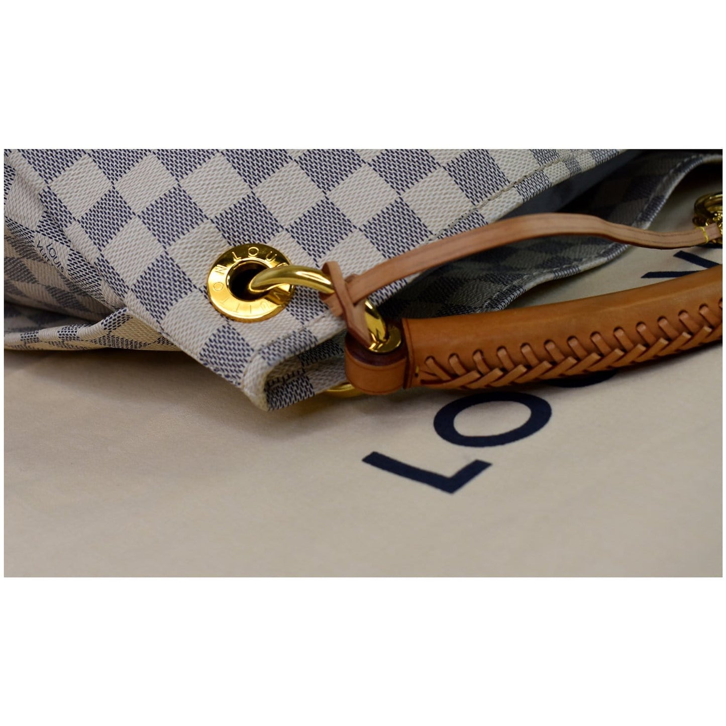LOUIS VUITTON Artsy MM Damier Azur Shoulder Bag White