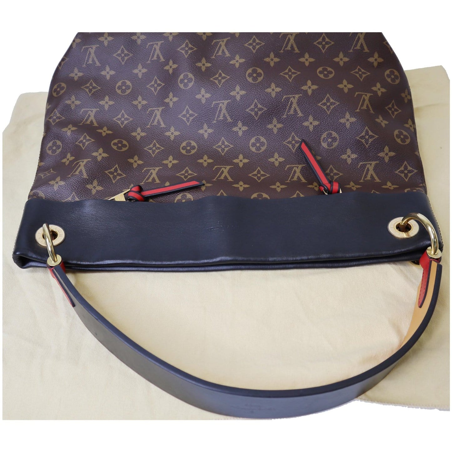 LOUIS VUITTON Tuileries Monogram Canvas Hobo Bag Black