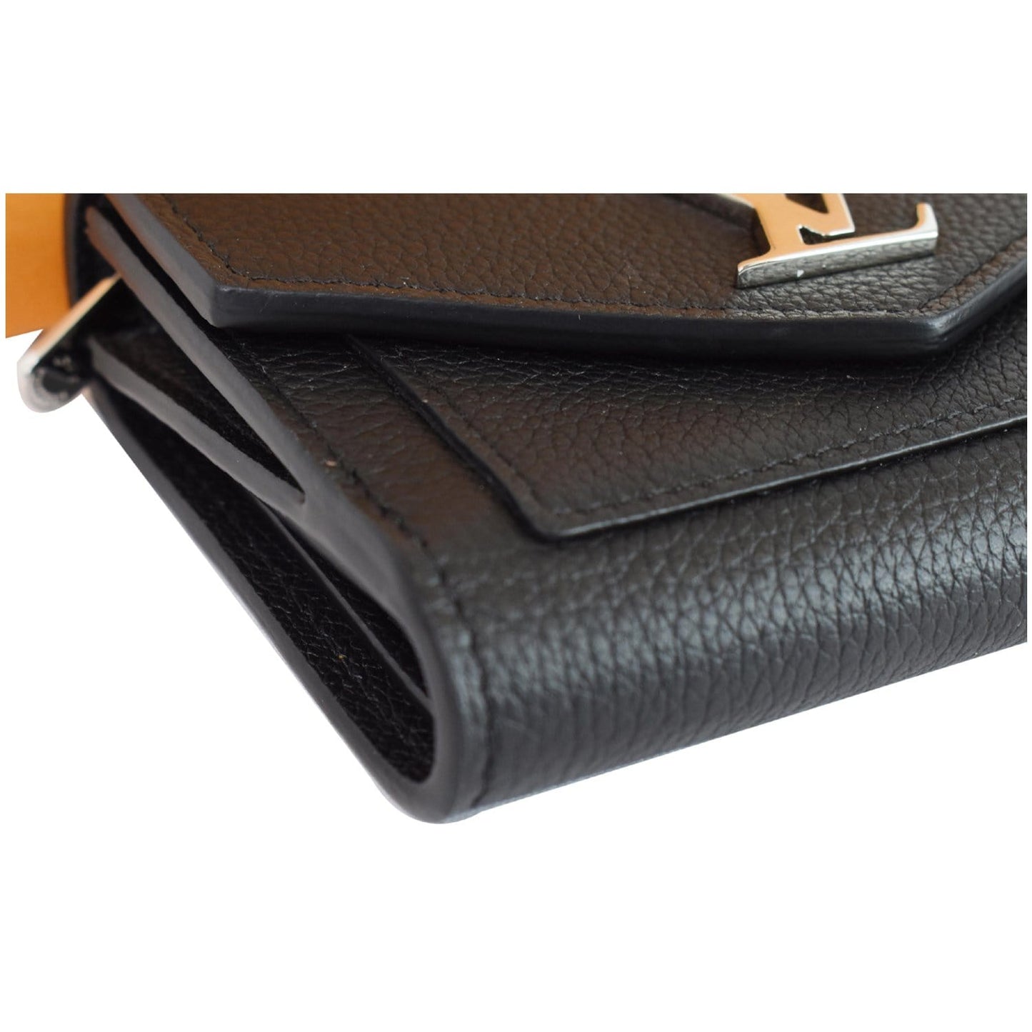 LOUIS VUITTON Mylockme Compact Leather Wallet Black