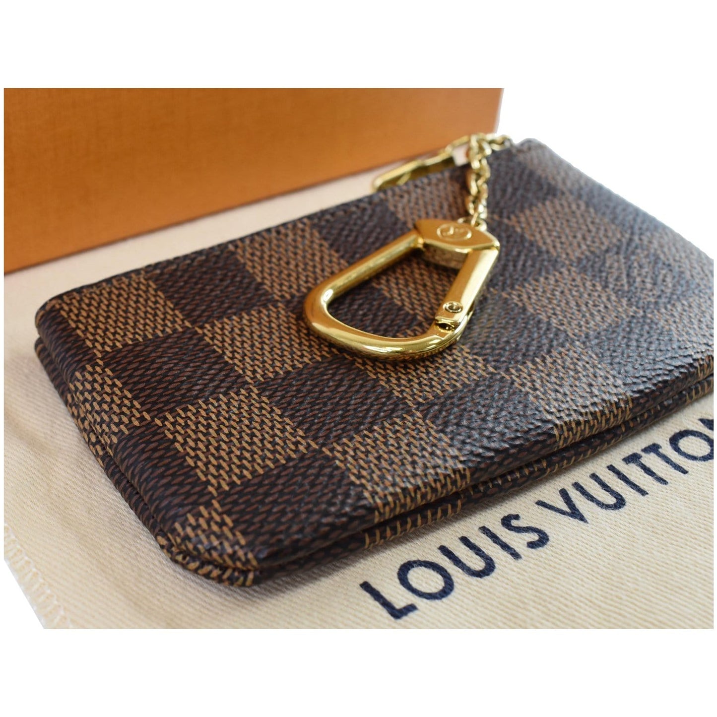 LOUIS VUITTON Pochette Key Cles Damier Ebene Coin Case Brown