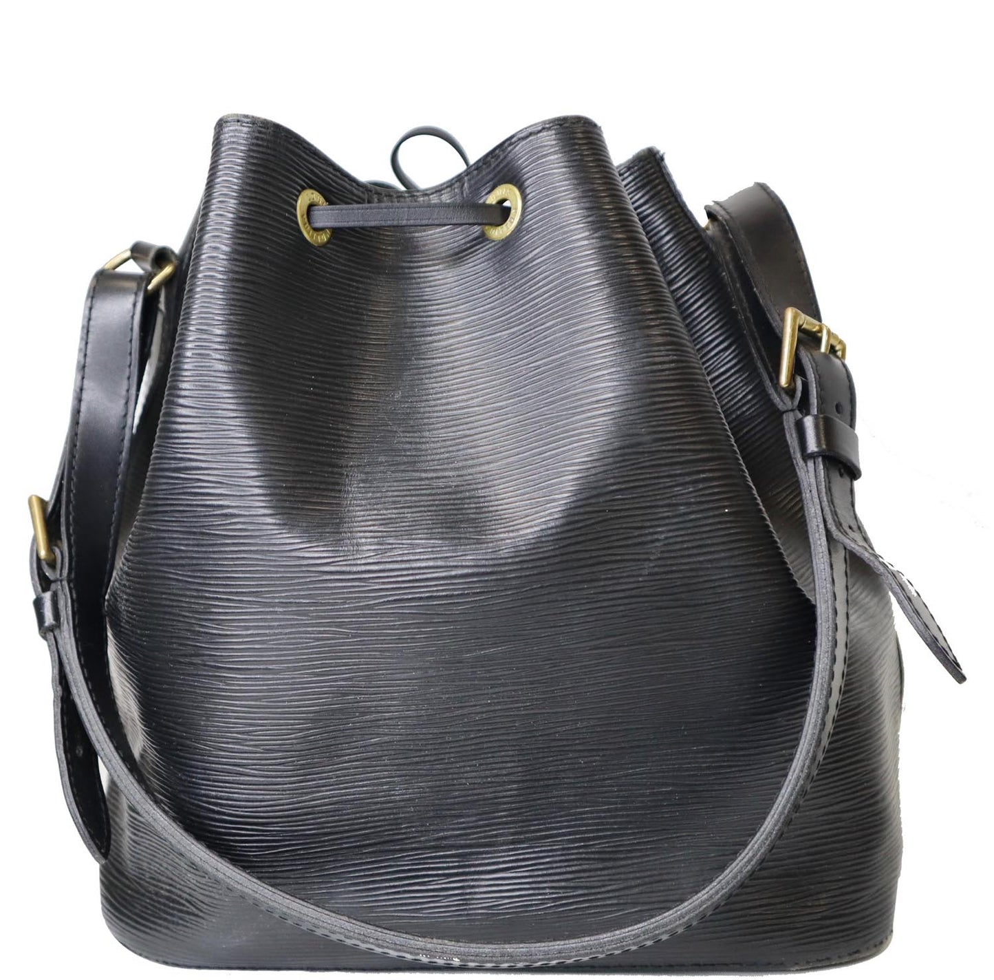 LOUIS VUITTON Petit Noe Epi Leather Shoulder Bag Black