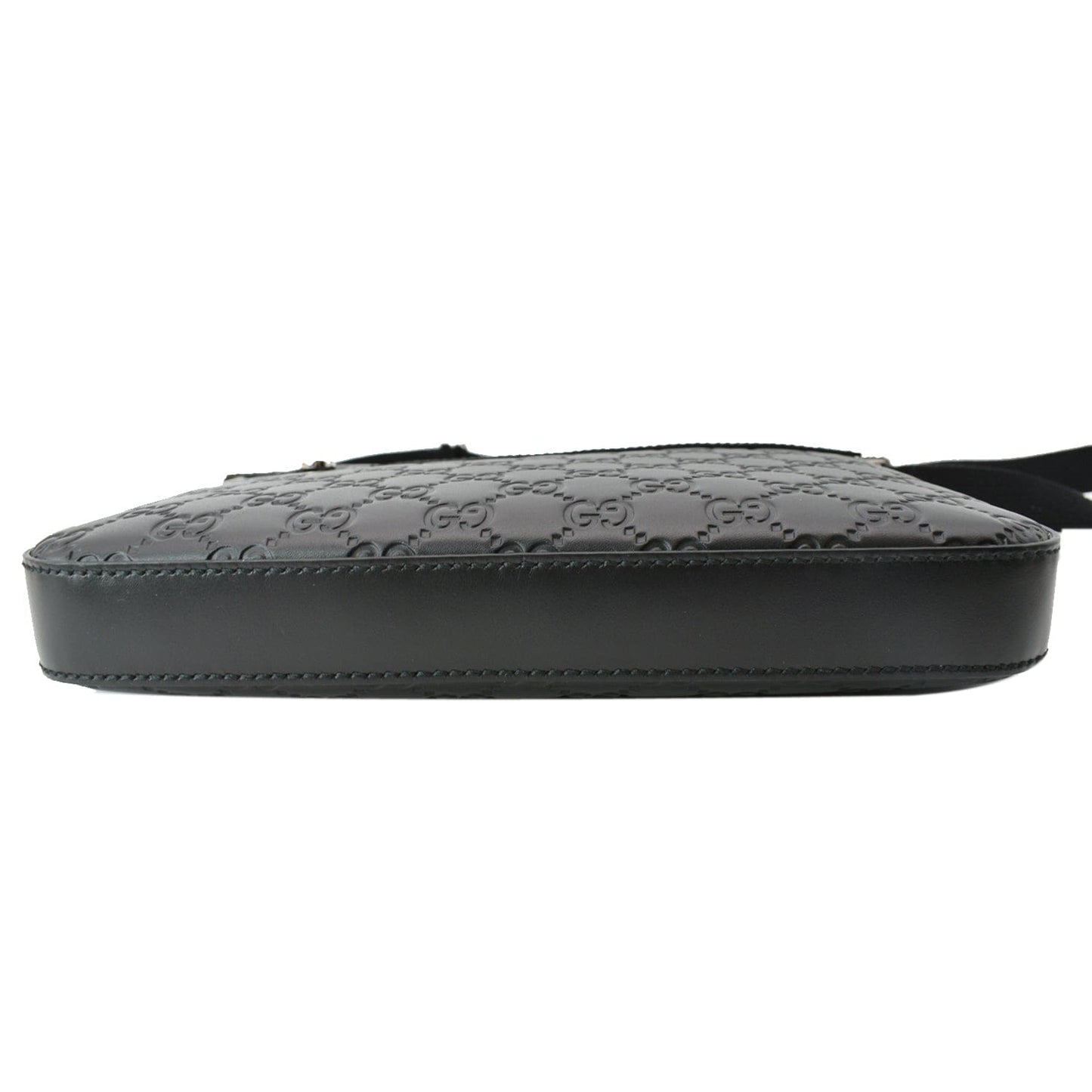 GUCCI GG Signature Leather Black Messenger Bag 406410