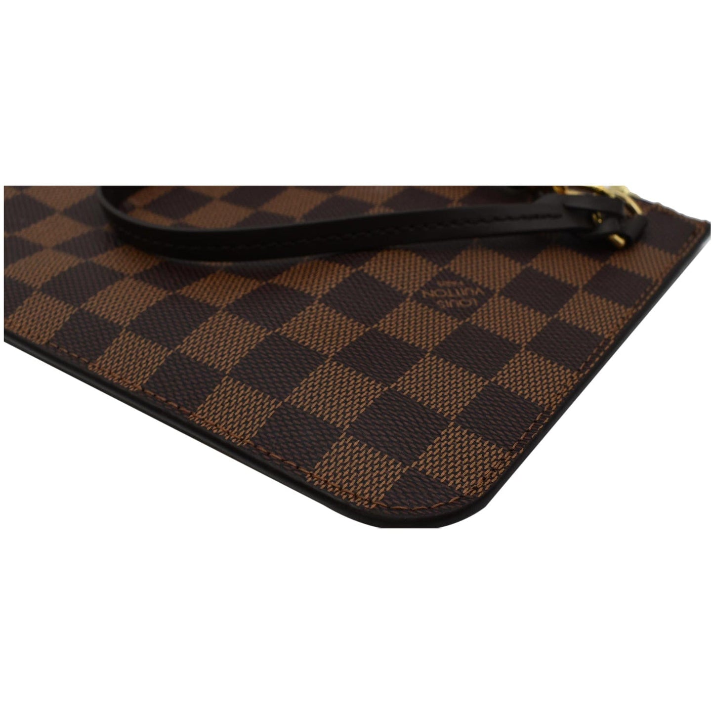LOUIS VUITTON Neverfull MM Damier Ebene Pochette Wristlet Pouch Brown