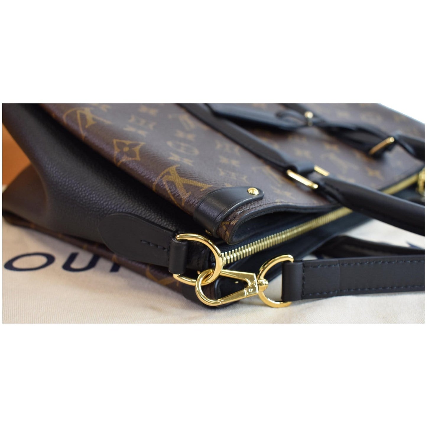 LOUIS VUITTON Soufflot MM Monogram Canvas Shoulder Bag Black