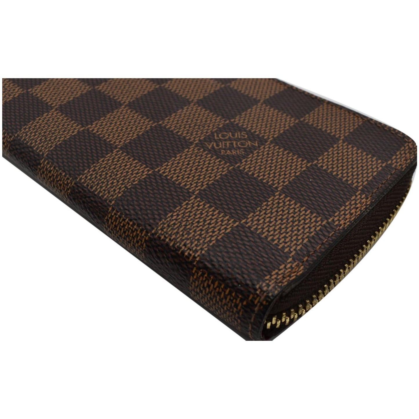 LOUIS VUITTON Clemence Damier Ebene Zippy Wallet Brown