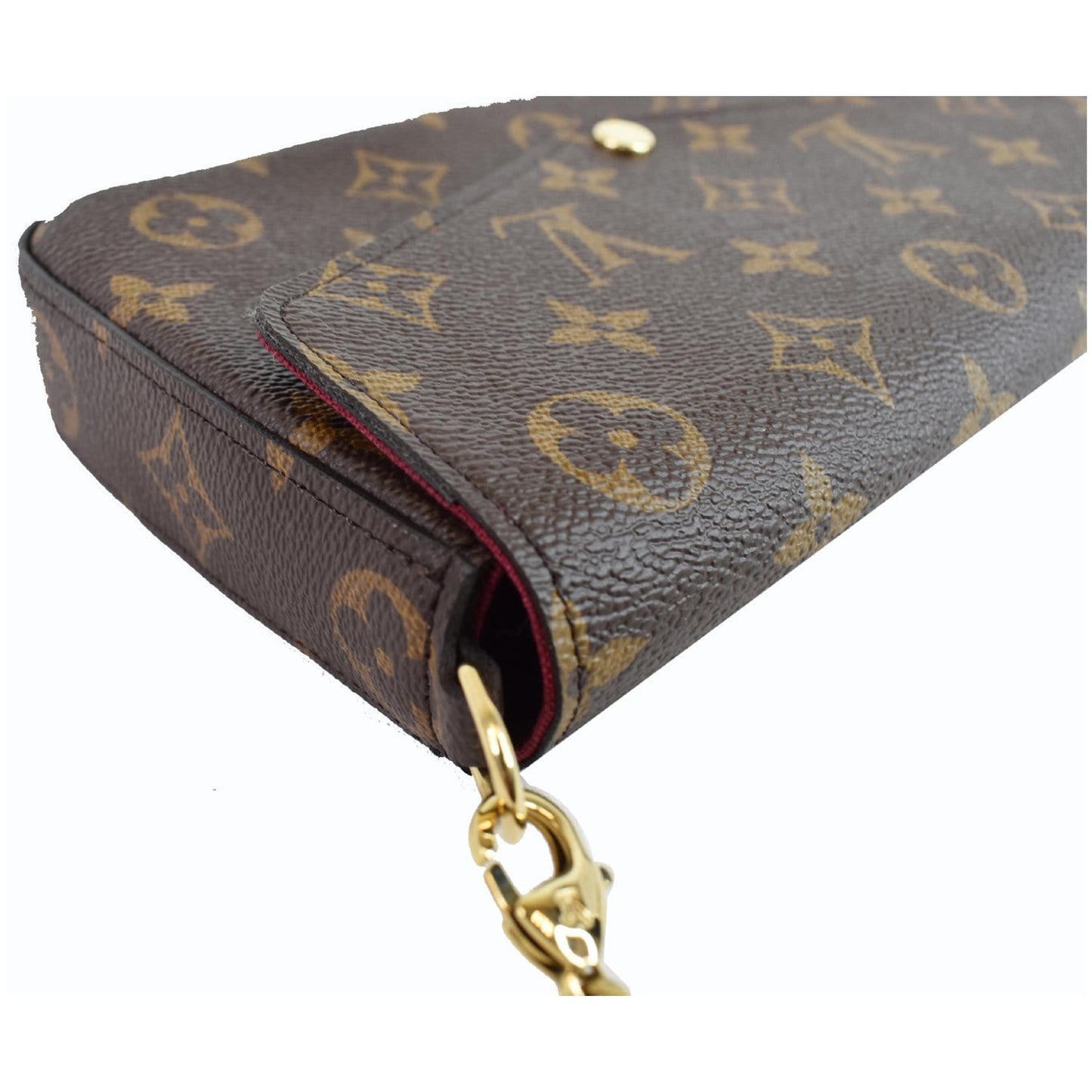 LOUIS VUITTON Pochette Felicie Monogram Canvas Crossbody Bag Brown