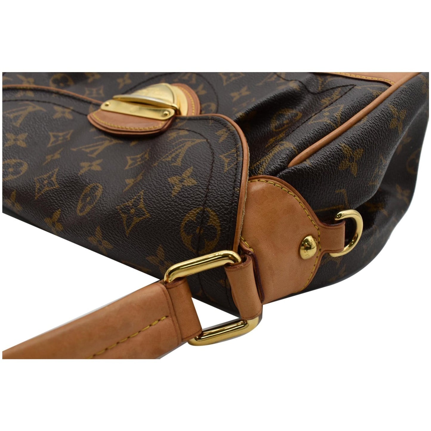 LOUIS VUITTON Beverly MM Monogram Canvas Satchel Bag Brown