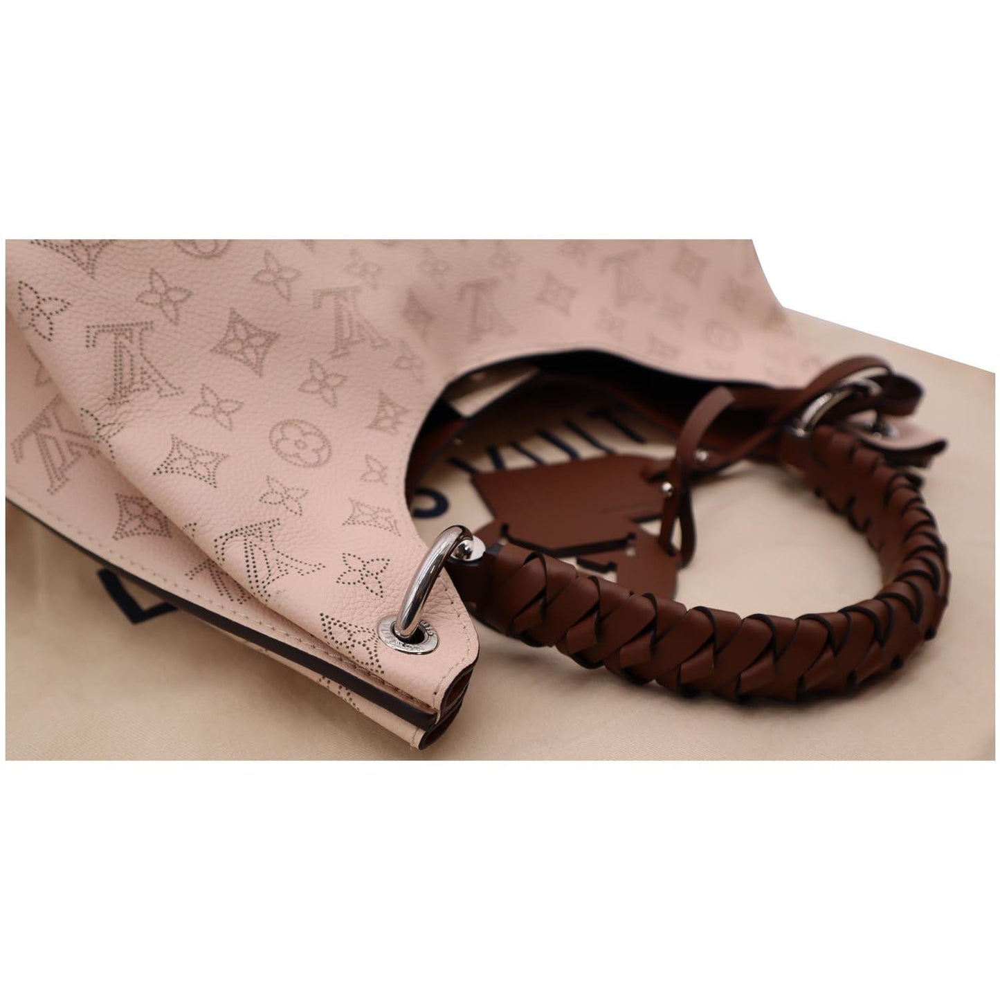 LOUIS VUITTON Carmel Mahina Leather Hobo Bag Light Pink