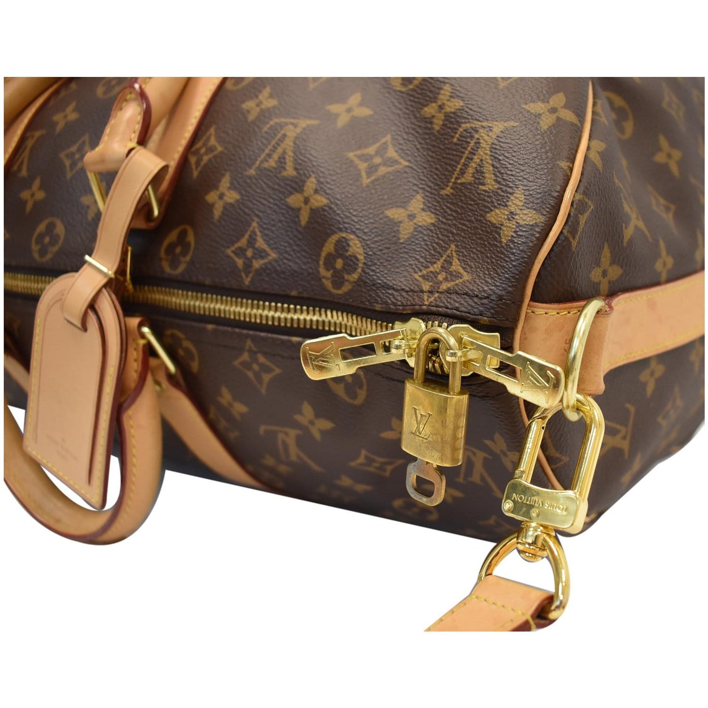 LOUIS VUITTON Keepall 45 Bandouliere Monogram Canvas Travel Bag Brown