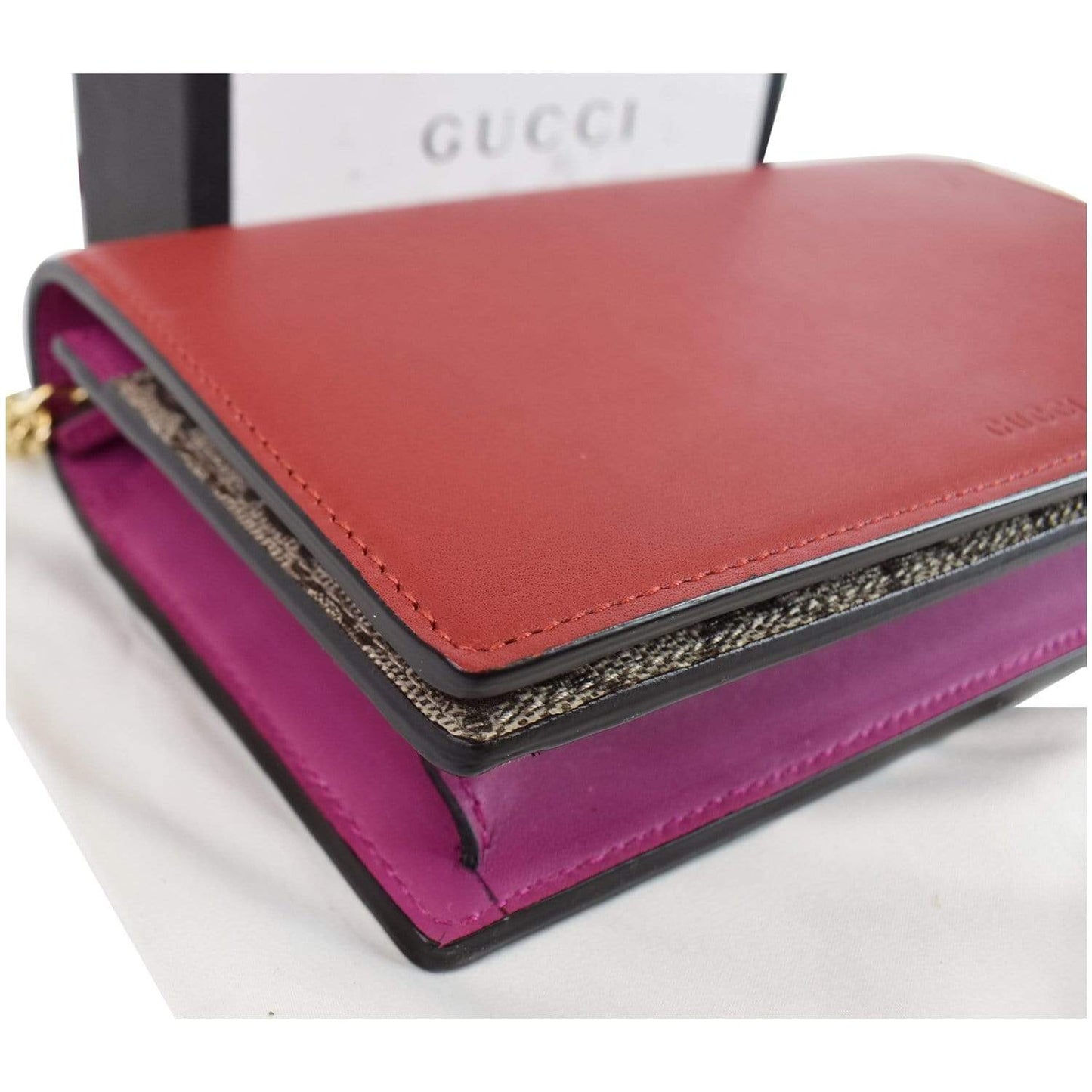 GUCCI GG Supreme Chain Wallet Clutch Bag Red 410114 - 15% OFF