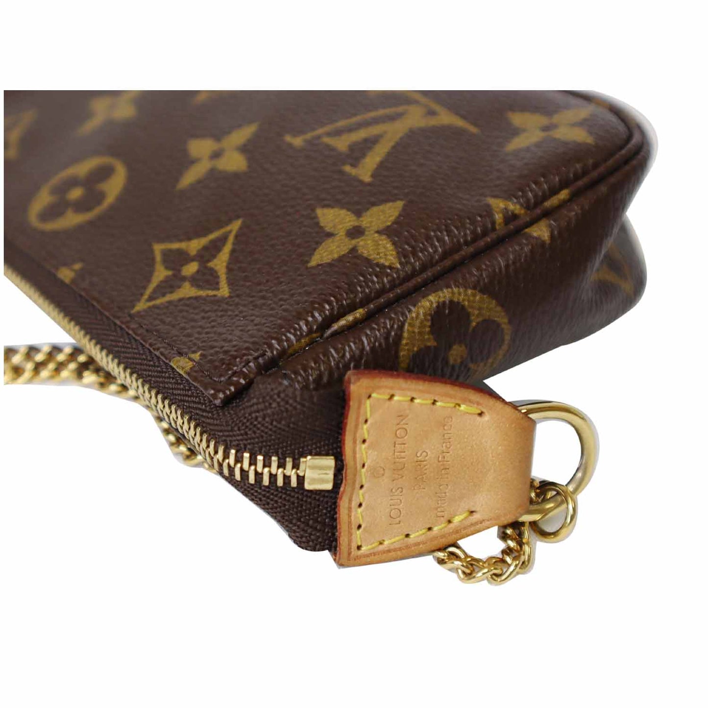 LOUIS VUITTON Mini Pochette Monogram Canvas Accessories Pouch Brown