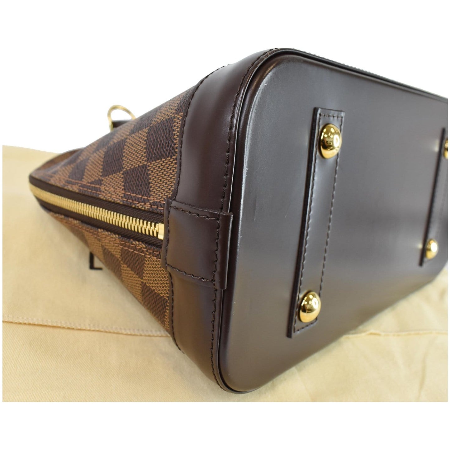LOUIS VUITTON Alma Damier Ebene Satchel Bag Brown